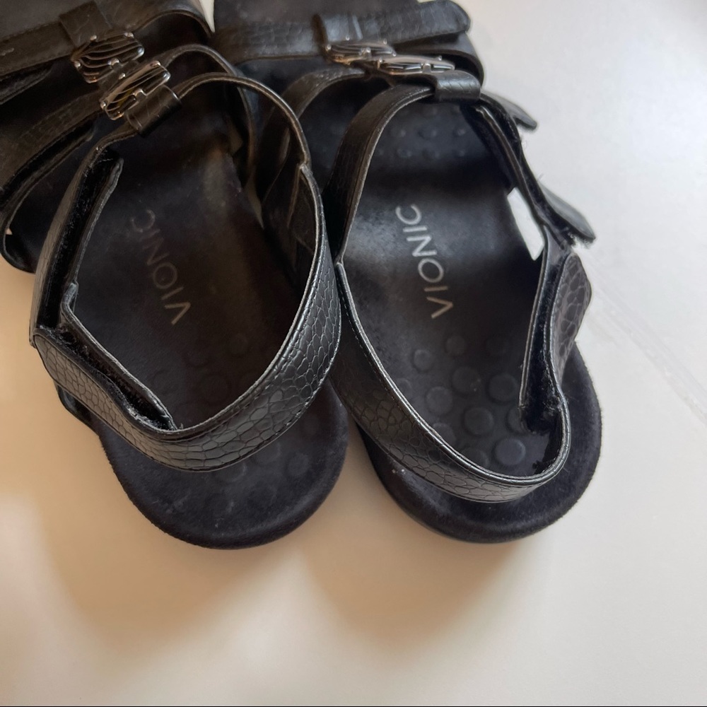 Vionic Amber Adjustable Sandals Black Crocodile 7 - image 4